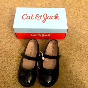 Cat and jack little girls black shoes